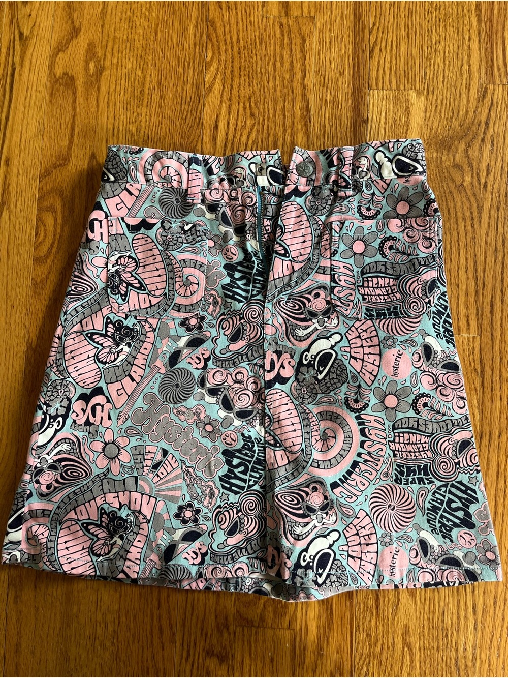Pink & Blue Graphic Print Hysteric Glamour Mini Skirt